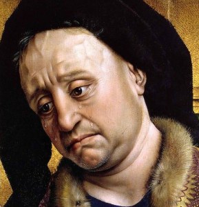 Rogier van der Weyden, Deposizione, dettaglio del volto di Giuseppe d'Arimatea