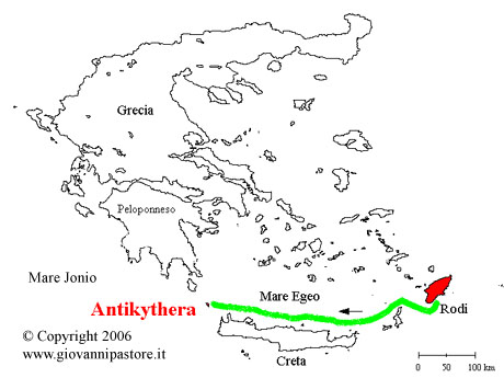 Mappa dell'Isola di Antikythera 